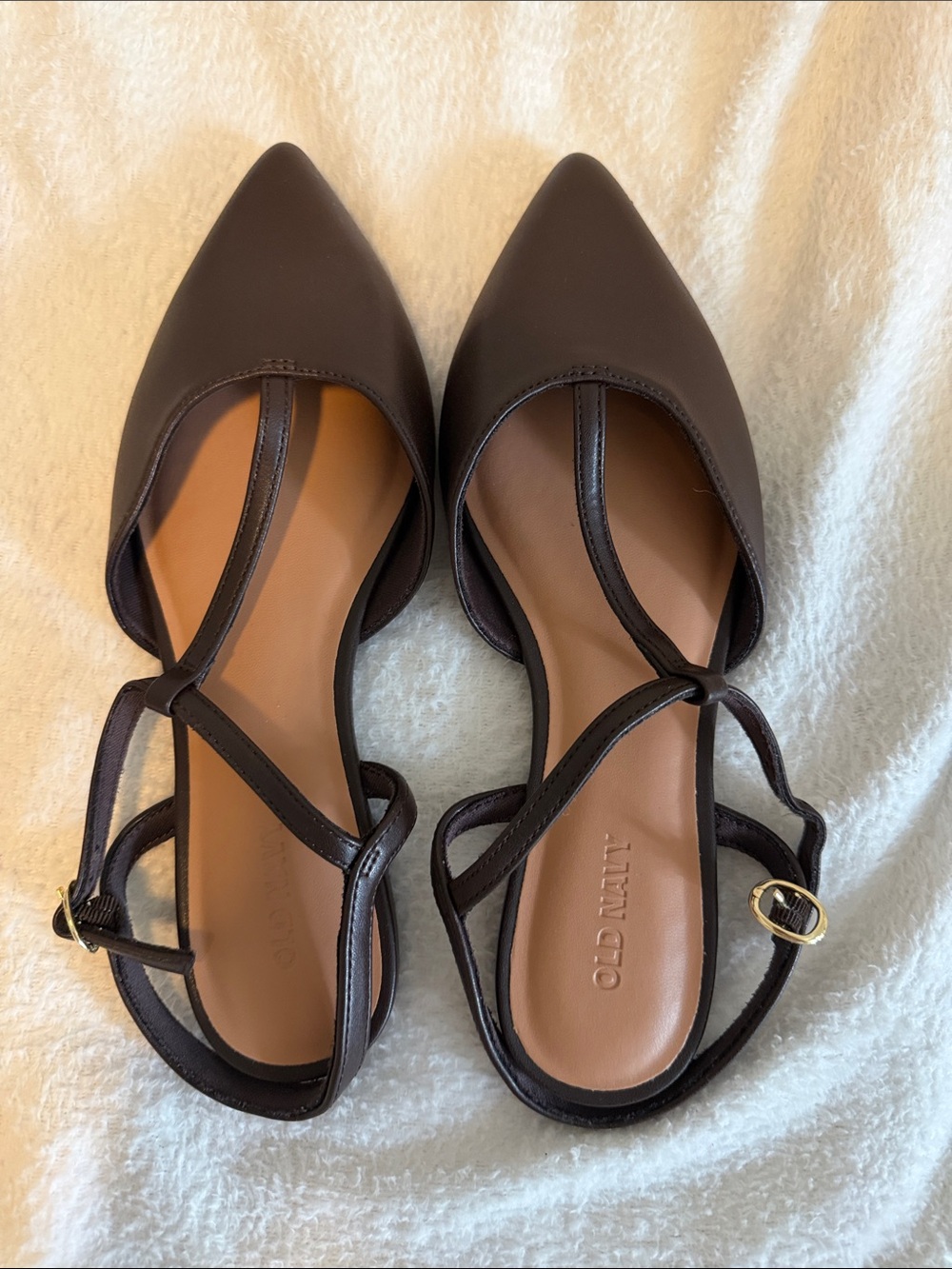 Old Navy Dark Brown Pointed T-Strap Flats